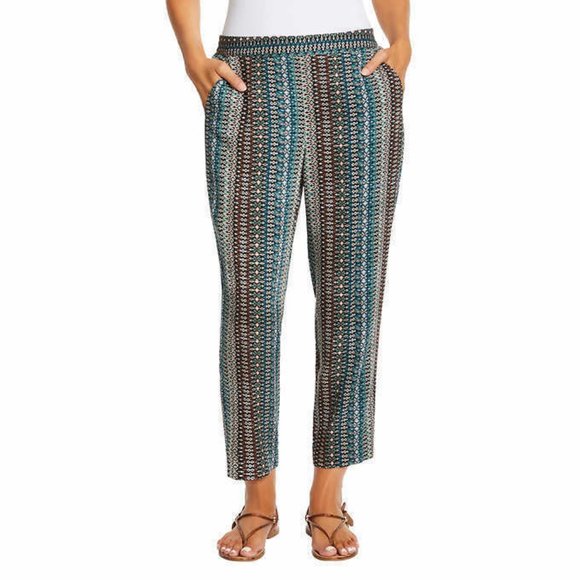 NWT Jessica Simpson Women's Soft Printed Pants Tummy Control Waist M $60 A227 - Picture 1 of 3